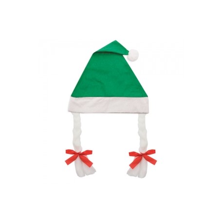 Bonnet de Noël Vert avec Tresses