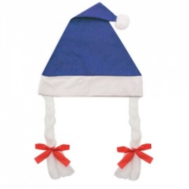 Bonnet de Noël Bleu avec Tresses