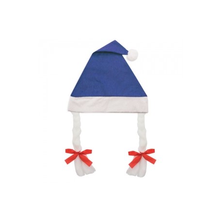 Bonnet de Noël Bleu avec Tresses