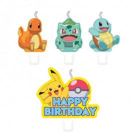 4 Mini Bougies Pokémon 5,5 et 7,8 cm