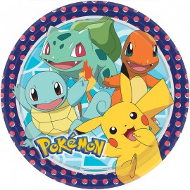 8 Assiettes Pokémon en Carton Ronds 22,8 cm