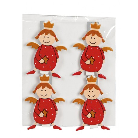 Sachet 4 Anges 4,5 cm avec Pince