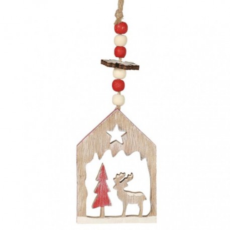 Suspension Petite Maison en Bois 6 x 9 cm