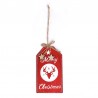 Pendentif Joyeux Noël Bois Rouge 15 cm