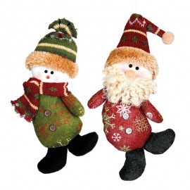 Père Noël Et Bonhomme de Neige 20 cm