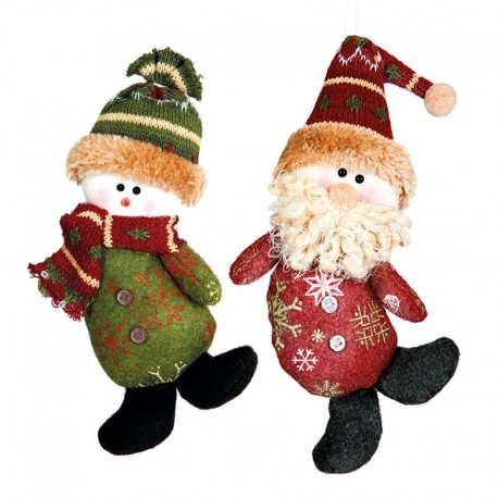 Père Noël Et Bonhomme de Neige 20cm