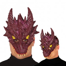 Demi-Masque Dragon Marron Mousse
