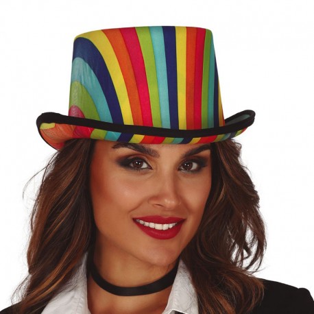 Chapeau Haut de Forme Tissu Multicolore