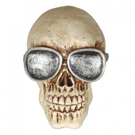 Crâne avec Lunettes en Résine 11 cm