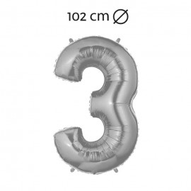 Ballon 102 cm en Mylar Chiffre 3