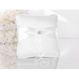 Coussin Pour Alliance Blanc Avec Coeurs Dorés