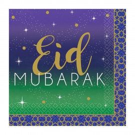 16 Serviettes Eid Mubarak 25 cm
