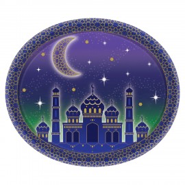 8 Assiettes Eid Mubarak Ovales 30 cm