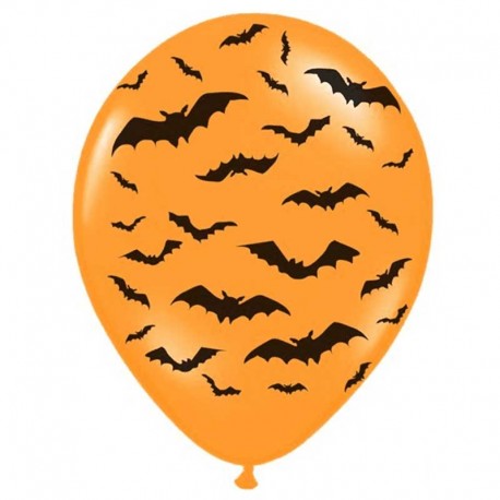 6 Assiettes En Carton Halloween - Motif Chauve-souris Doré Sur Fond Noir - Diamètre 20 Cm - Pour Fêtes Et Buffets