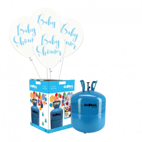 Petite Bouteille d'Hélium avec 30 Ballons Baby Shower Garçon