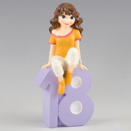 Figurine pour Gâteau 18ème Anniversaire Fille Assise