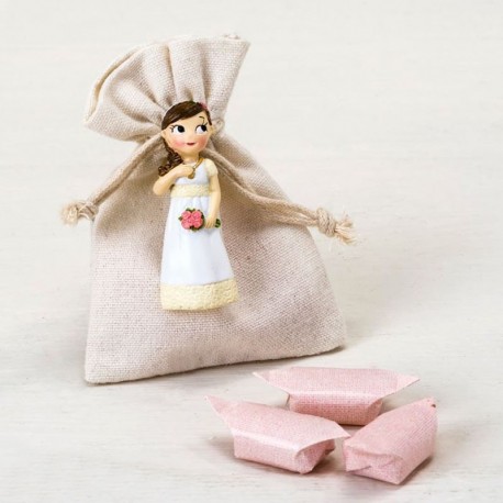 Sachet avec Fille Romantique et 3 Bonbons