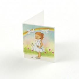 100 Cartes Livre Fille Robe Blanche et Arc-en-Ciel