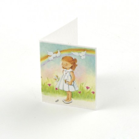 100 Cartes Livre Fille Robe Blanche et Arc-en-Ciel