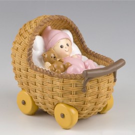 Figurine pour Gâteau et Tirelire avec Poussette et Bébé