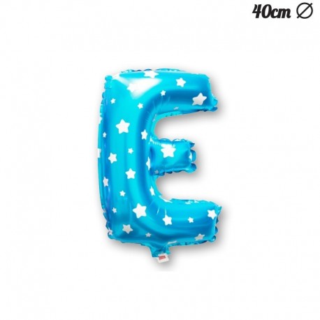 Ballon Lettre E Bleu Avec Etoiles 40 cm