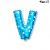 Ballon Lettre V Bleu Avec Etoiles 40 cm