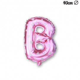 Ballon Lettre B Rose Avec Coeurs 40 cm