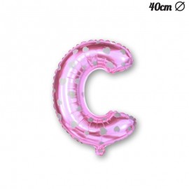 Ballon Lettre C Rose Avec Coeurs 40 cm