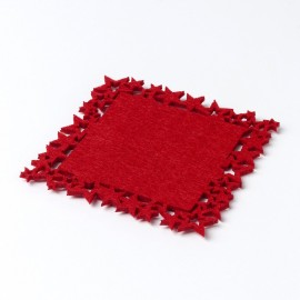 6 Dessous de Verre Feutre Étoiles Rouges 10 x 10 cm