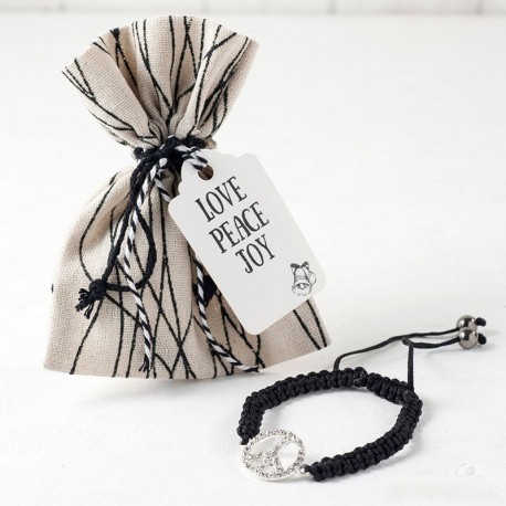 Bracelet Symbole de la Paix en Sachet avec Lignes avec Carte de Noël