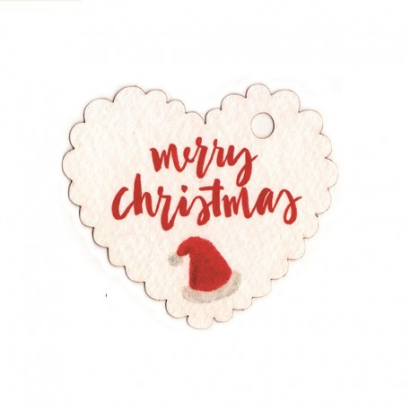 30 Cartes Coeur Merry Christmas 5 x 4 cm