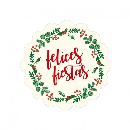 5 Etiquettes Adhésives Ondulées Felices Fiestas Lisière