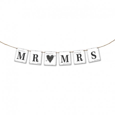 Fanion Mr & Mrs Avec Coeur 77 cm