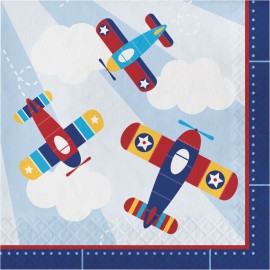 16 Serviettes Petits Avions 33 cm