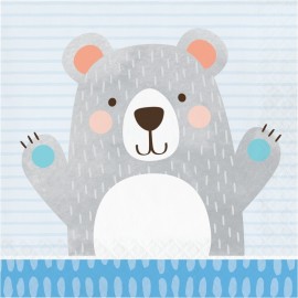 16 Serviettes 1 An Ourson 33 cm