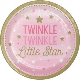 8 Assiettes Twinkle 1 An Fille 18 cm