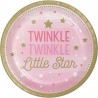 8 Assiettes "Twinkle" 1 An Fille Petites Étoiles 18 cm