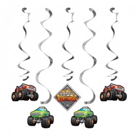 5 Décorations Suspendues "Monster Truck"