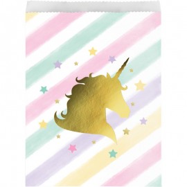 10 Sacs Licorne en papier d'aluminium doré