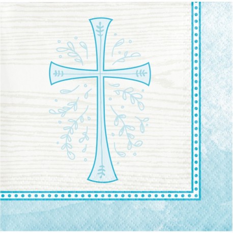 16 Serviettes Croix Bleue 25 Cm