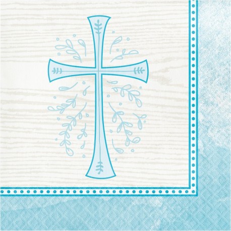 16 Serviettes Croix Bleue 33 Cm