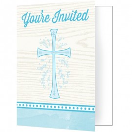 8 Invitations Croix Bleu