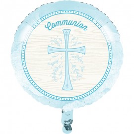 Ballons Brillant Croix Bleu Communion 45 Cm