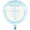 Ballons Brillant Croix Bleu Communion 45 Cm