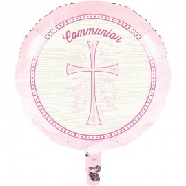 Ballon Brillant Croix Rose Communion 45 Cm