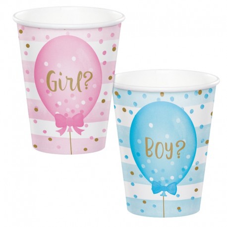 8 Gobelets Baby Shower Révélation de Sexe