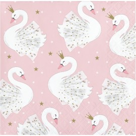 16 Serviettes Cygne 25 cm
