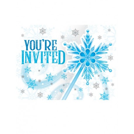 8 Invitations Flocons de Neige