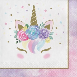 16 Serviettes Bébé Licorne 33 cm