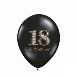 6 Ballons 18 ans Brillants 30 cm